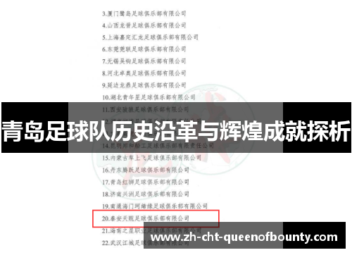 青岛足球队历史沿革与辉煌成就探析
